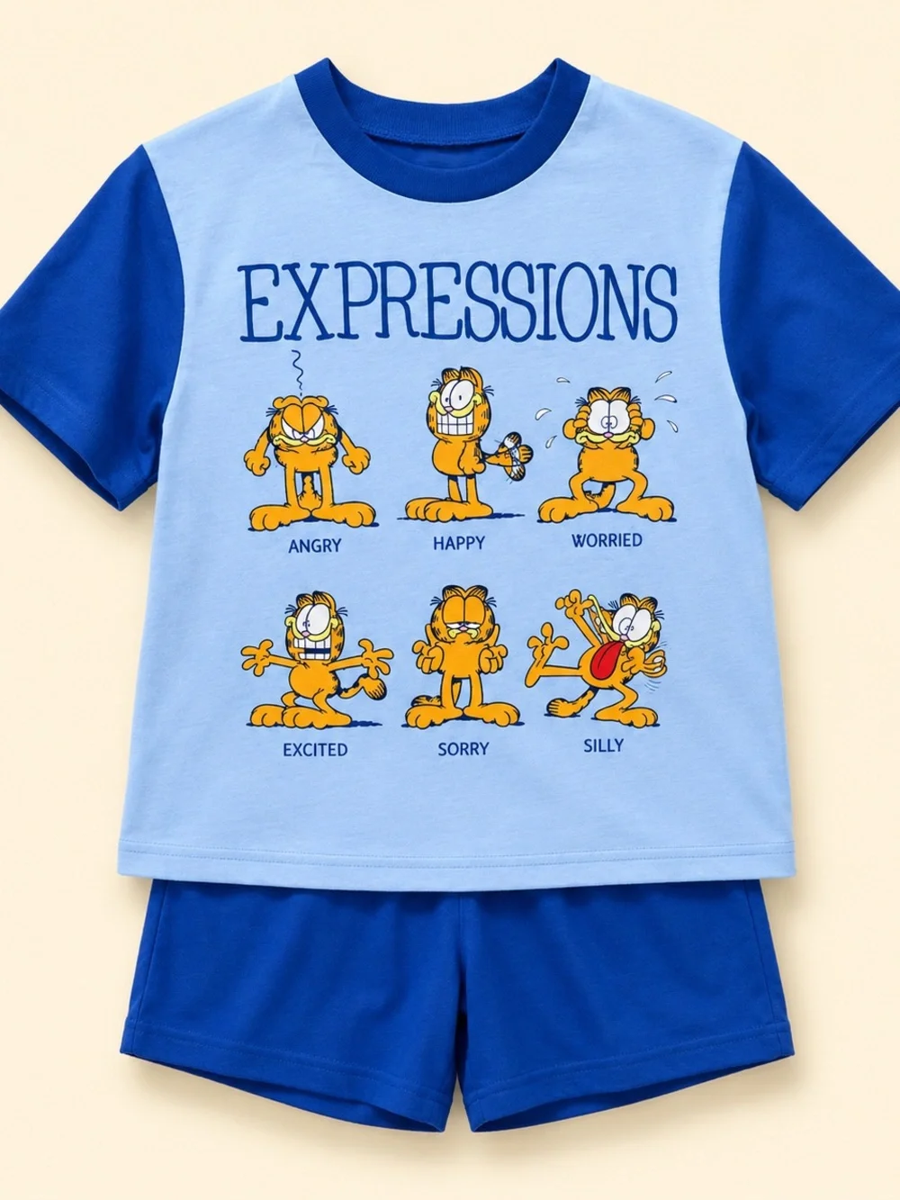 Garfield Expressions Light Blue & Royal Blue Kids Pajama Set